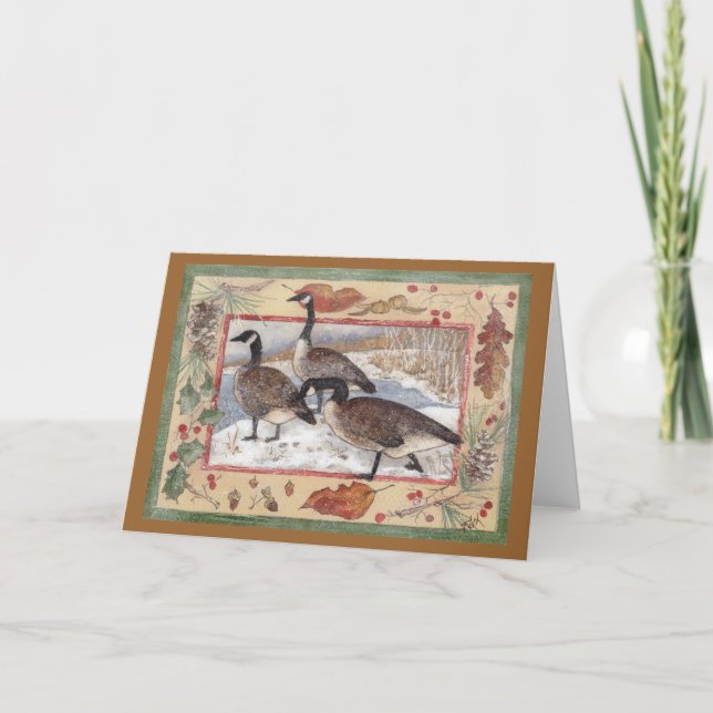 WILD GEESE IN WINTER HOLIDAY CARD (Front)