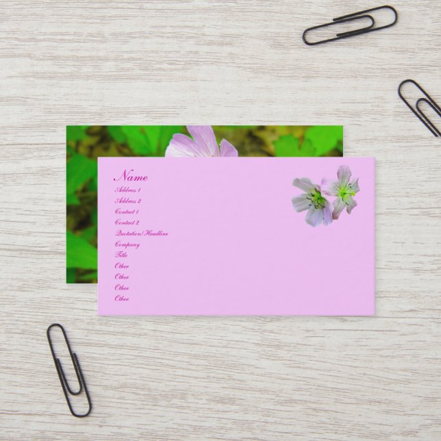 Wild Geranium Series Matching Items Business Card (Front/Back In Situ)