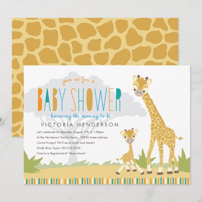 Wild Giraffe Baby Shower Invite (Front/Back)