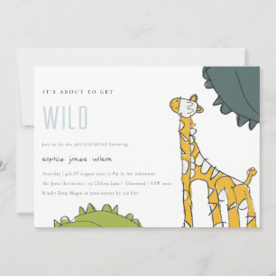 Wild Giraffe Kid Drawn Any Age Birthday Invite