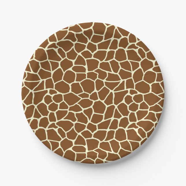 Wild Giraffe Pattern Animal Print Paper Plate (Front)