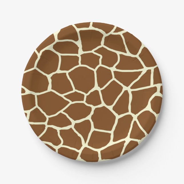 Wild Giraffe Pattern Animal Print Paper Plate (Front)