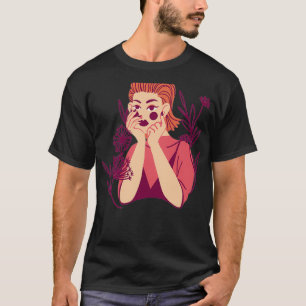 Wild Girl Floral Woman With Flowers Redhead T-Shirt