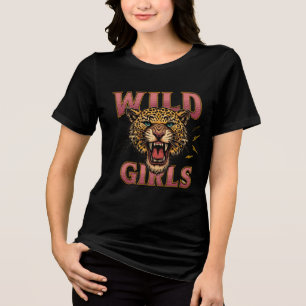 Wild Girls Leopard Graphic Women’s T-Shirt Tri-Blend Shirt