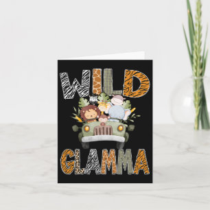 Wild Glamma 1st Birthday Zoo Safari Jungle Animal  Card