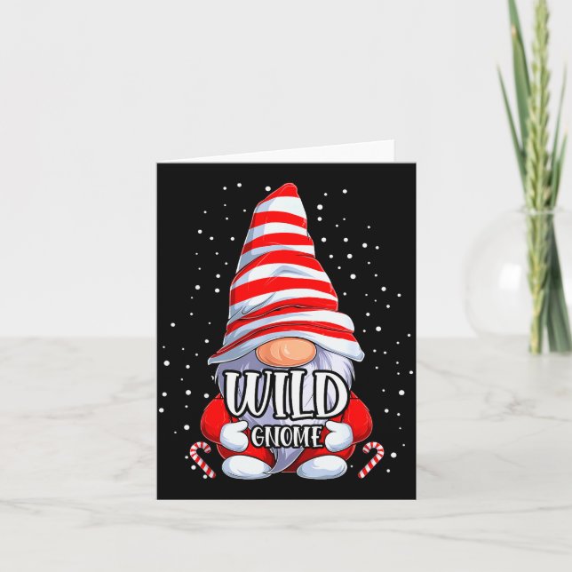 Wild Gnome Christmas Pajamas Matching Family Group Card (Front)