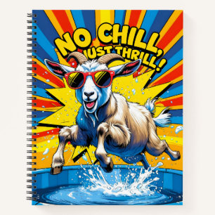 Wild Goat Summer Retro Pool Splash Notebook