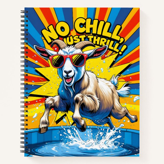 Wild Goat Summer Retro Pool Splash  Notebook (Front)