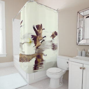 "Wild Goose Chase" - Running Geese Shower Curtain