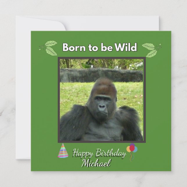Wild Gorilla Birthday Jungle Theme Invitation (Front)