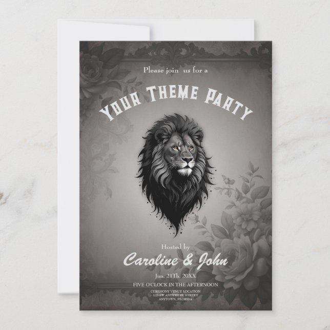 Wild Grace: striking portrait of a lion  Invitation (Front)