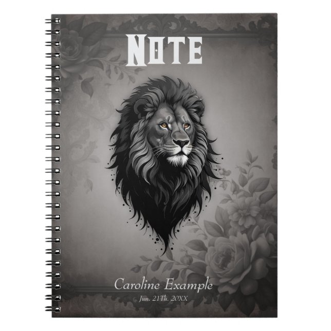 Wild Grace: striking portrait of a lion Notebook (Front)