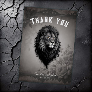 Wild Grace: striking portrait of a lion  Thank You Card