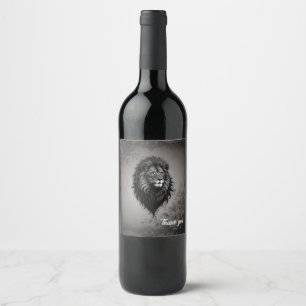 Wild Grace: striking portrait of a lion Wine Label