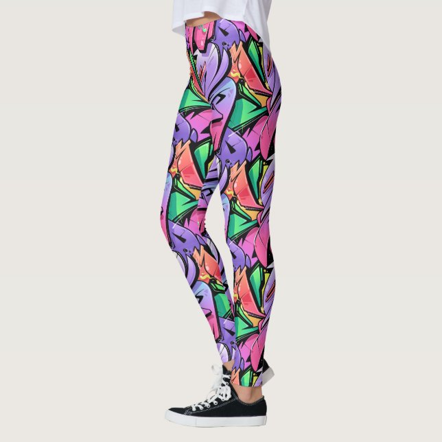 Wild Graffiti Colours Pop Fashion Leggings (Left)