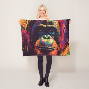 Wild Graffiti Urban Jungle Gorilla Fleece Blanket