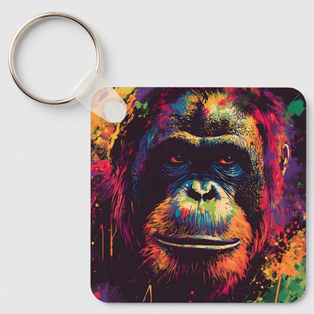 Wild Graffiti Urban Jungle Gorilla Key Ring (Front)