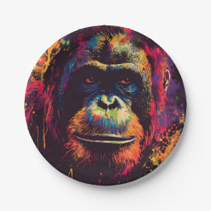 Wild Graffiti Urban Jungle Gorilla  Paper Plate