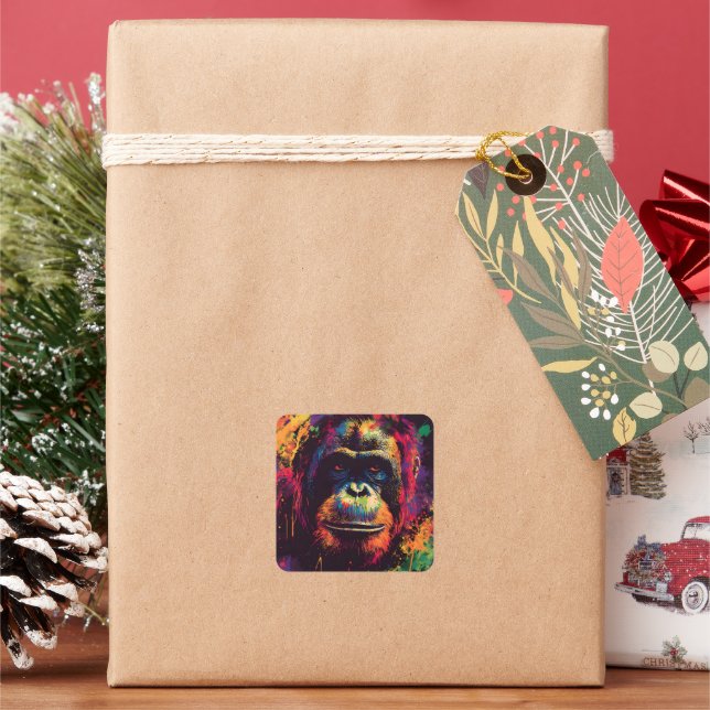 Wild Graffiti Urban Jungle Gorilla  Square Sticker (Holiday)
