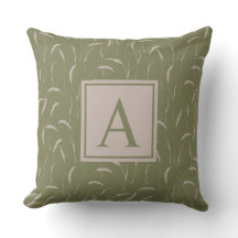 Wild grasses and custom monogram on sage green  