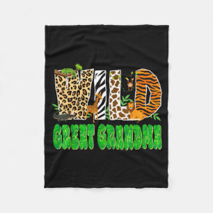 Wild Great Grandma Zoo Safari Animal Birthday Fami Fleece Blanket