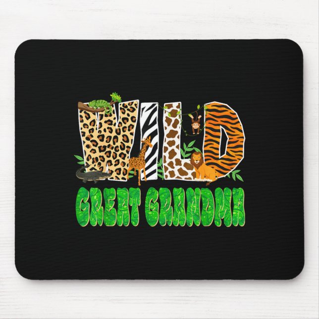 Wild Great Grandma Zoo Safari Animal Birthday Fami Mouse Mat (Front)
