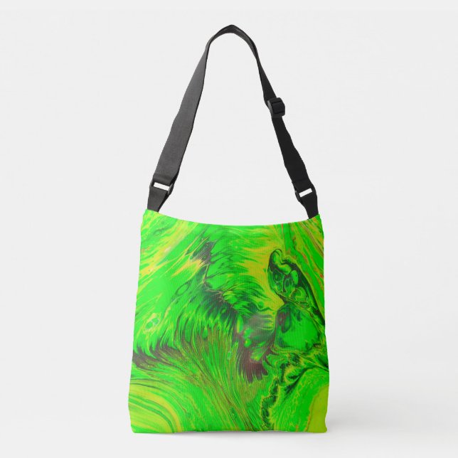 Wild Green Acrylic Fluid Art Abstract Crossbody Bag (Front)