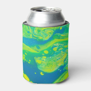 Wild Green Blue Flow Art Can Cooler