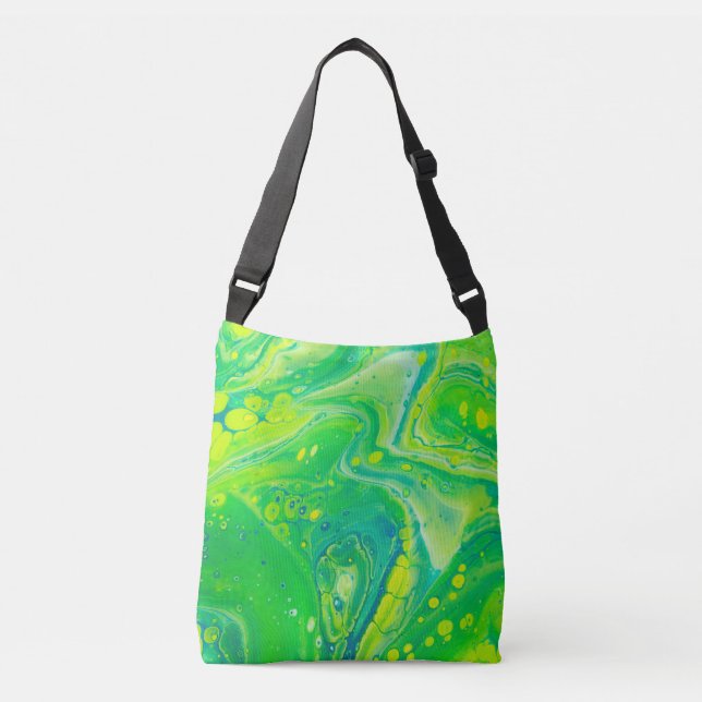 Wild Green Blue Flow Art Crossbody Bag (Front)