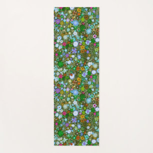Wild Green Field Blooms Yoga Mat