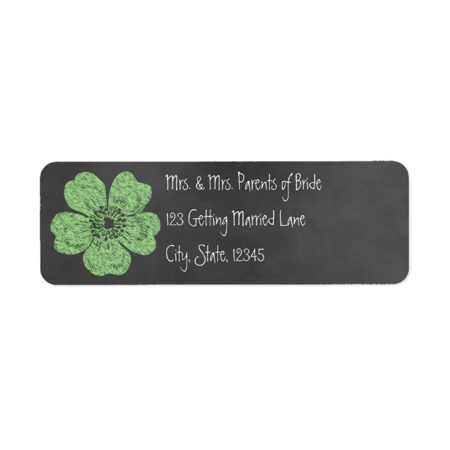 Wild Green Roses Chalkboard Label (Front)