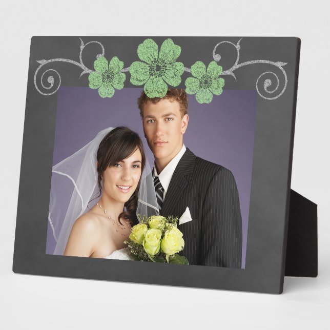 Wild Green Roses Chalkboard Plaque (Side)