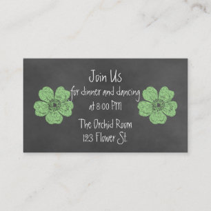 Wild Green Roses Chalkboard Reception Cards