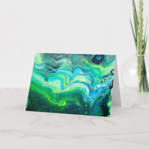 Wild Green Seascape Acyrlic Fluid Art Card