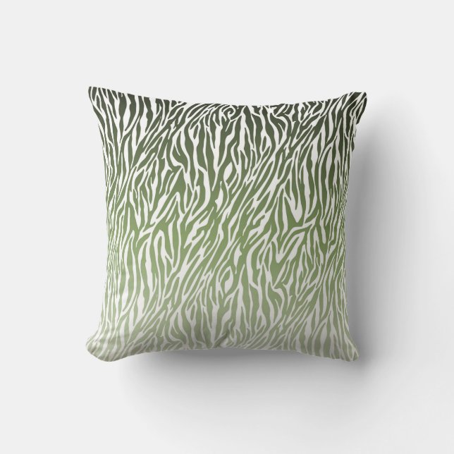 Wild Green Zebra Print Cushion (Front)
