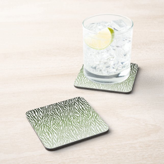 Wild Green Zebra Print Ombre Coaster (Right Side)