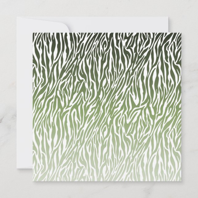 Wild Green Zebra Print Ombre Invitation (Front)