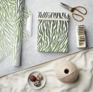 Wild Green Zebra Print Ombre Wrapping Paper