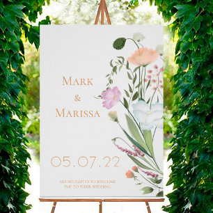 Wild greenery and flowers Wedding Welcome Sign