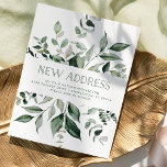 Wild Greenery | Moving Announcement Postcard<br><div class="desc">This stylish botanical change of address postcard features a frame of abundant watercolor green leaves on a white background. The words "new address" appear in trendy,  elegant text. A gorgeous moving announcement that you'll be proud to send to friends and family.</div>