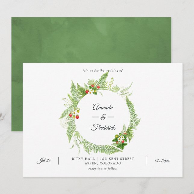Wild Greenery Wedding Invitation (Front/Back)