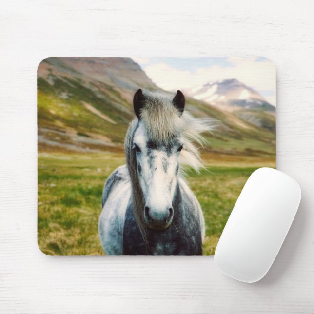 Wild Grey Horse in the Mountains Mouse Mat (With Mouse)
