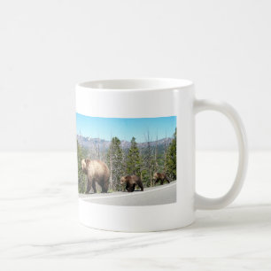 Wild Grizzly Bear Mama and Cubs in Yellowstone Coffee Mug
