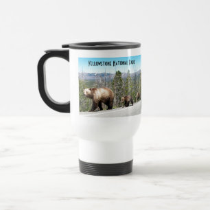 Wild Grizzly Bear Mama and Cubs in Yellowstone Travel Mug