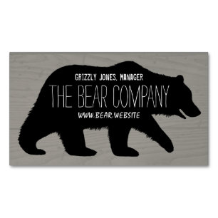 Wild Grizzly Bear Silhouette Wildlife Campground Magnetic Business Card