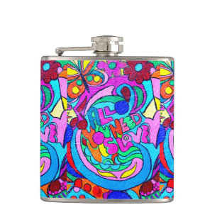 wild groovy colours peace love flask