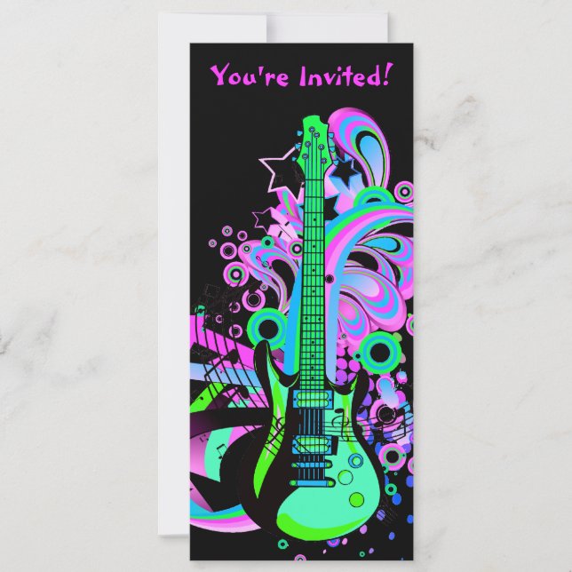 Wild Guitar (black) Invitation (Front)