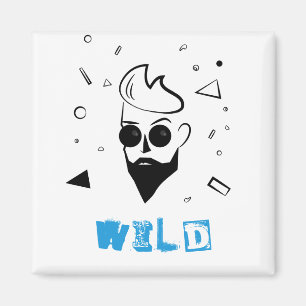 Wild Guy - Sketched Man in Black, White & Blue Magnet