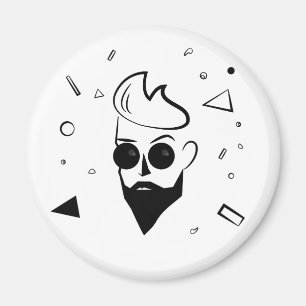 Wild Guy - Sketched Man in Black, White Magnet