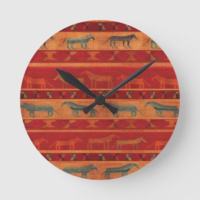 Wild Gypsy Mustangs Round Clock (Front)